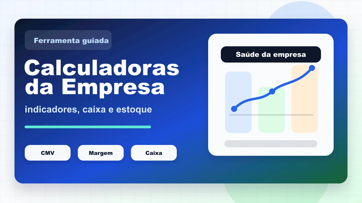 Capa da ferramenta de calculadoras da empresa com gráfico e indicadores.