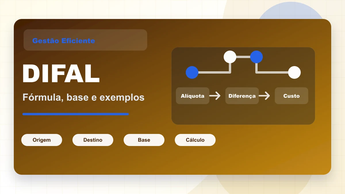 Capa gráfica sobre cálculo do DIFAL, com origem, destino, base de cálculo e custo.
