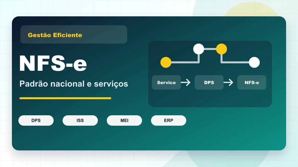Capa gráfica sobre NFS-e Nacional, conectando serviço, DPS, emissão da nota, ISS e ERP.